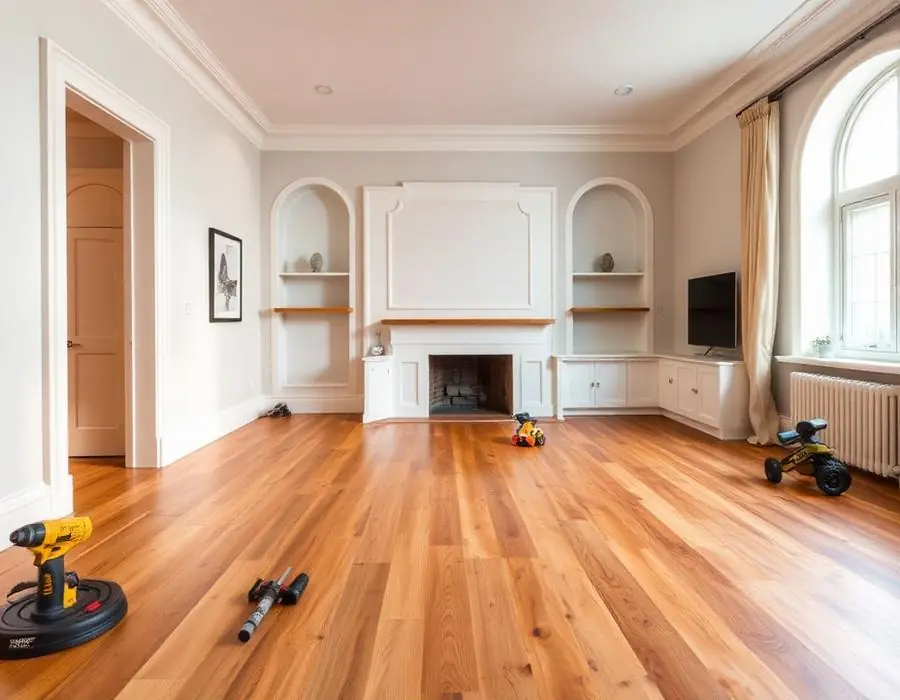 Salón de vivienda tras una reforma integral, luminoso y diáfano